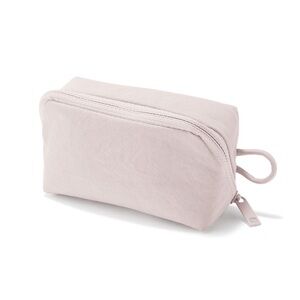 Muji Waterproof Wrinkled Nylon Wide-Opening Pouch/Cosmetic Bag_Light Pink_NWT